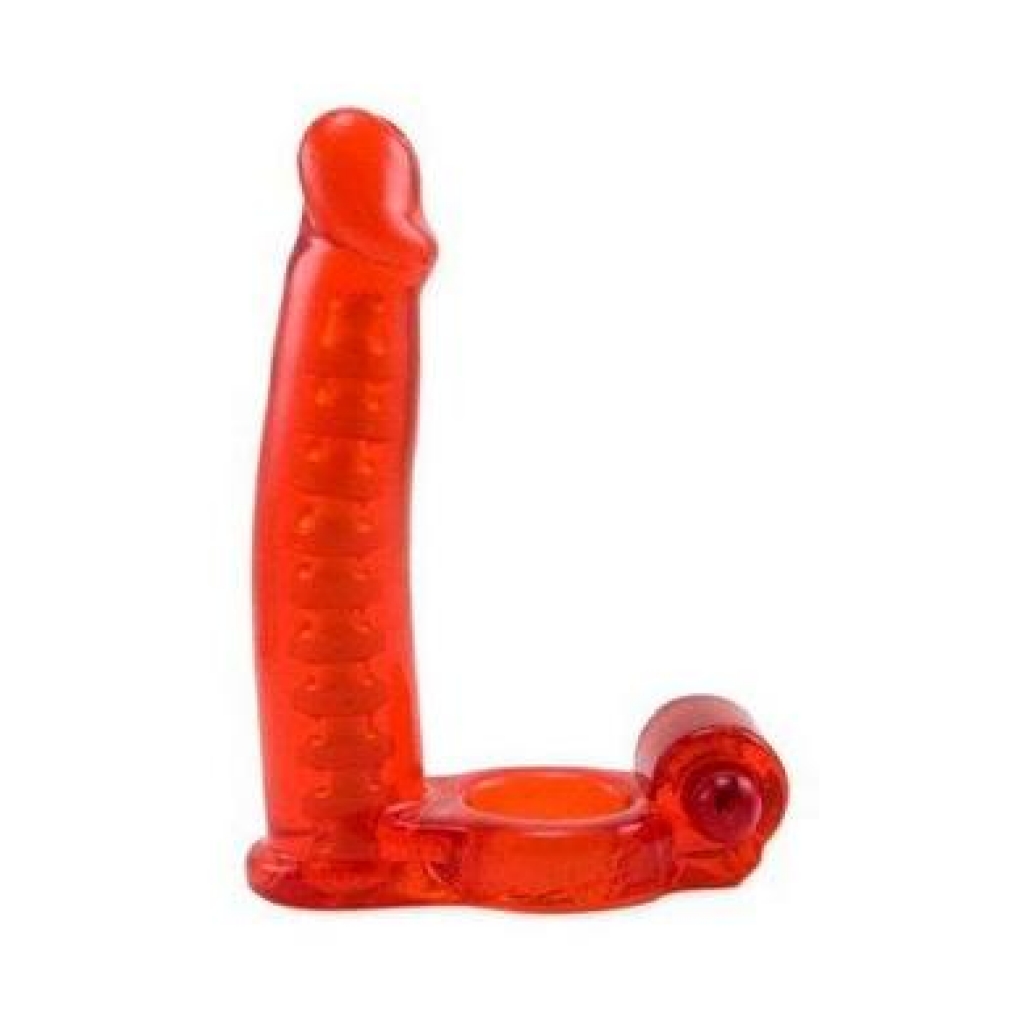 Double Penetrator C Ring With Bendable Dildo Red - Double Penetration Penis Rings