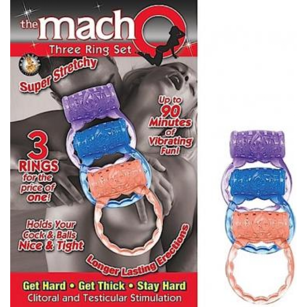 Macho Collection Three Ring Set - Couples Vibrating Penis Rings