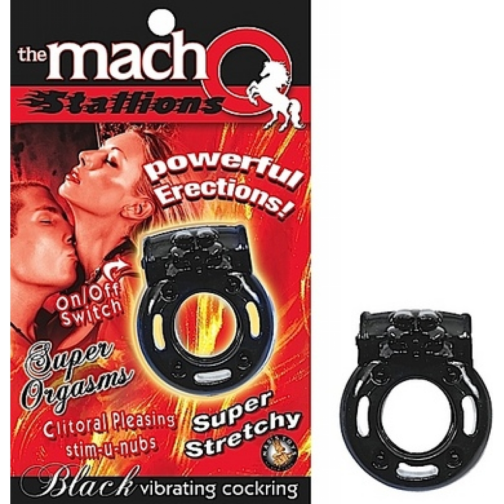 Macho Stallions Cockring Black Vib. - Couples Vibrating Penis Rings