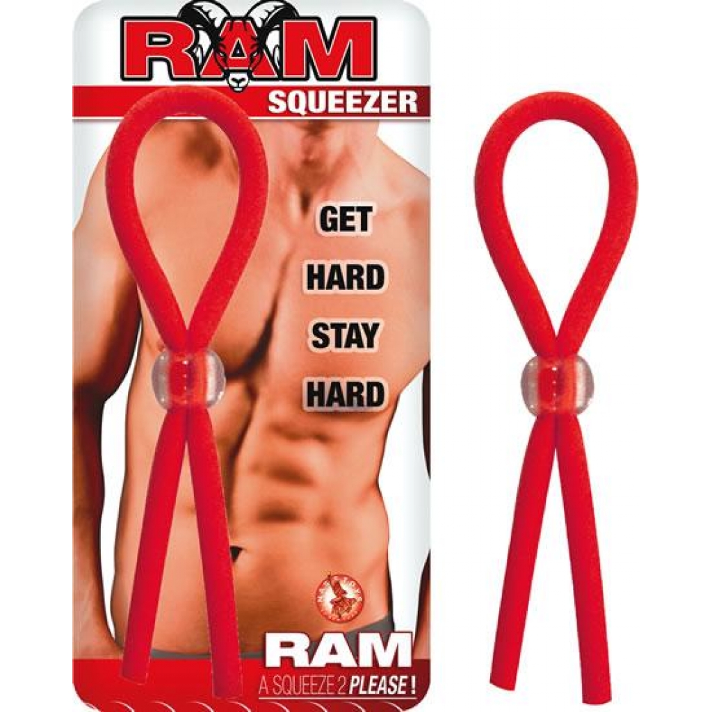 Ram Squeezer Red Cock Ring - Adjustable & Versatile Penis Rings