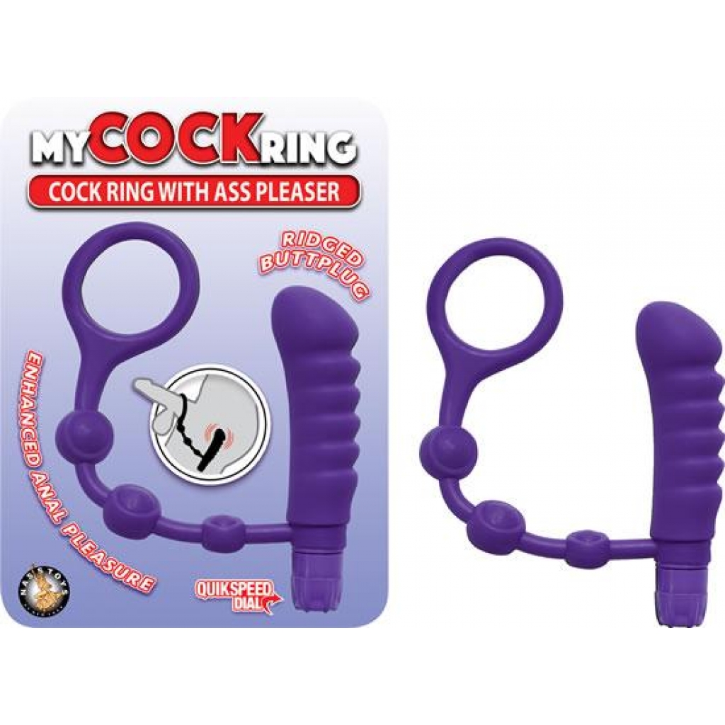 My Cockring With Ass Pleaser Purple - Couples Vibrating Penis Rings