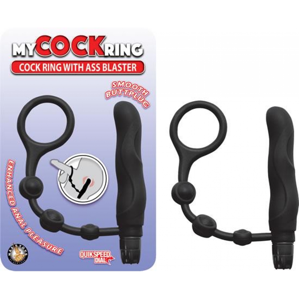 My Cockring With Ass Blaster Black - Couples Vibrating Penis Rings