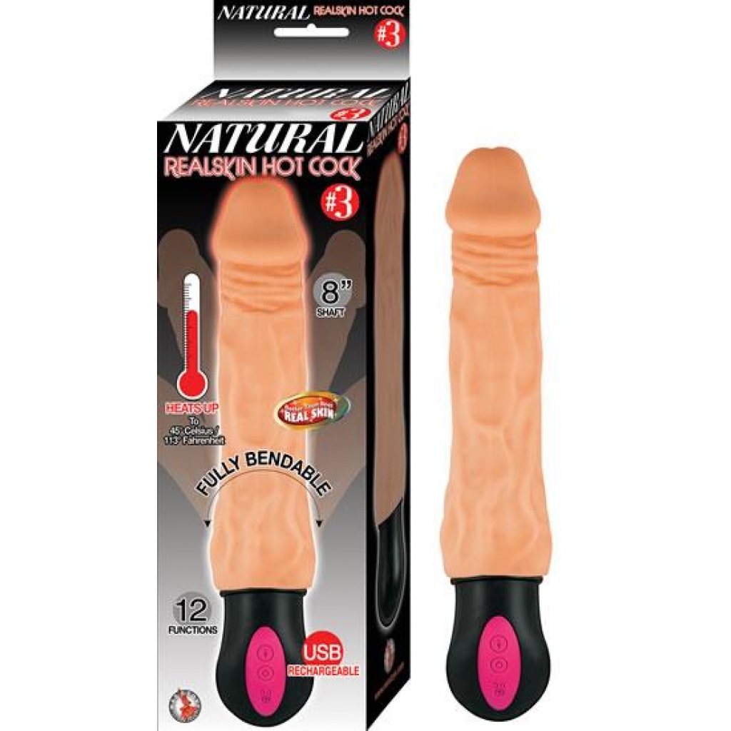 Natural Realskin Hot Cock #3 8 inches Beige - Realistic