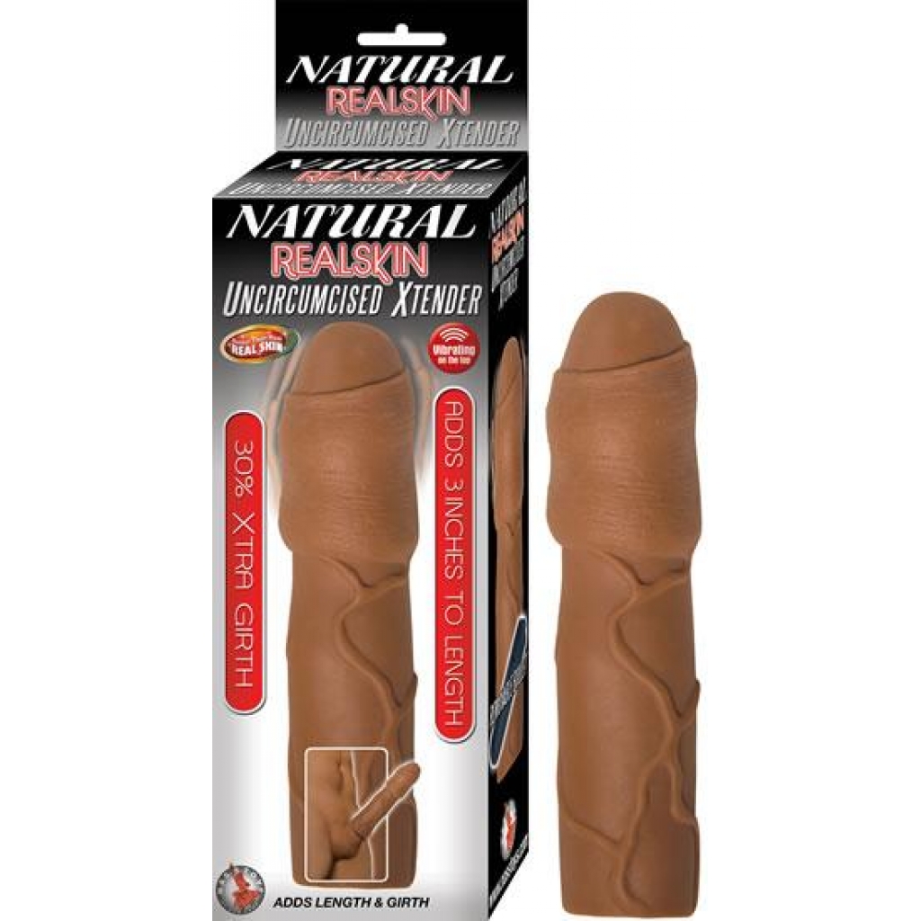 Natural Realskin Uncircumcised Xtender Brown - Penis Extensions