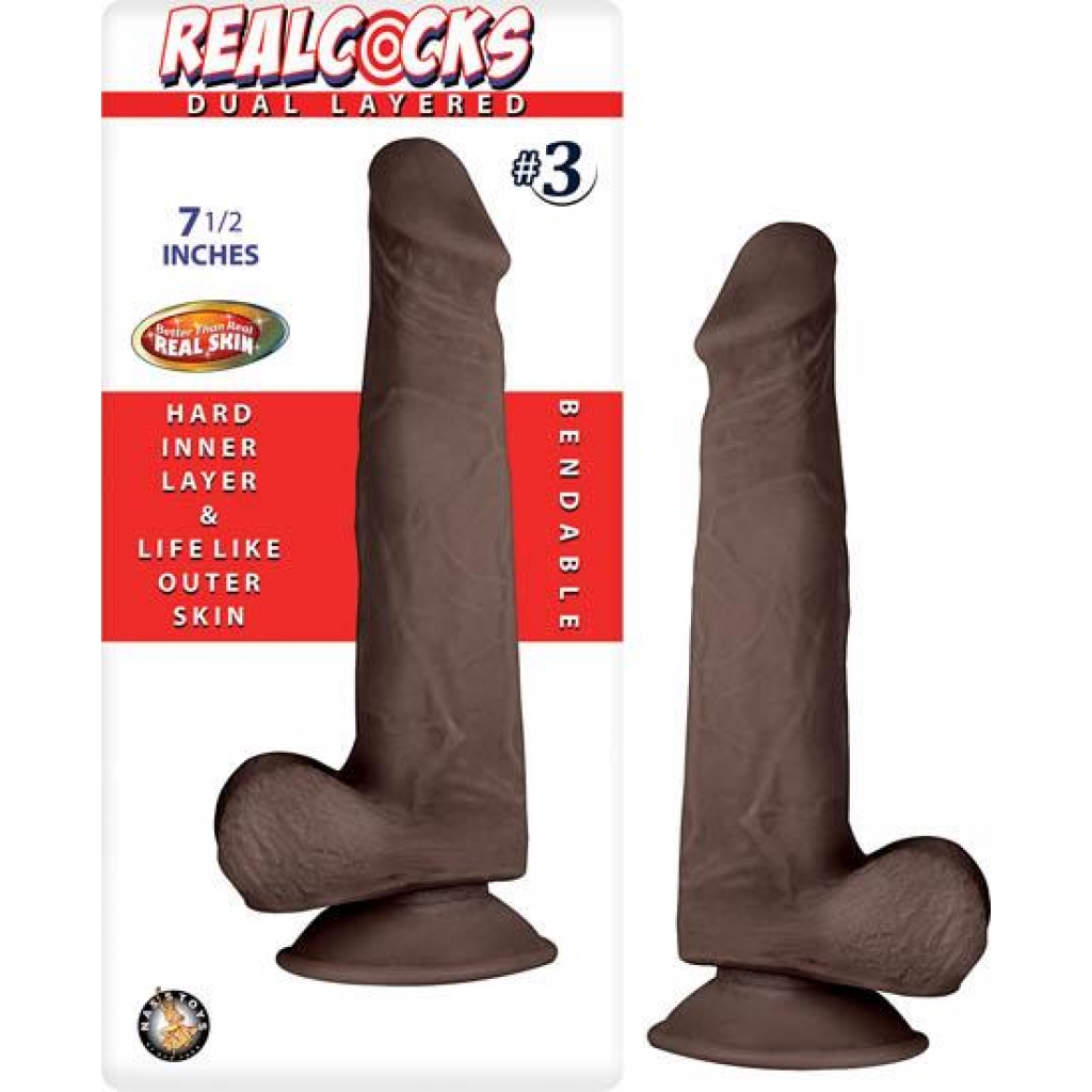 Real Cocks Dual Layered #3 Dark Dildo