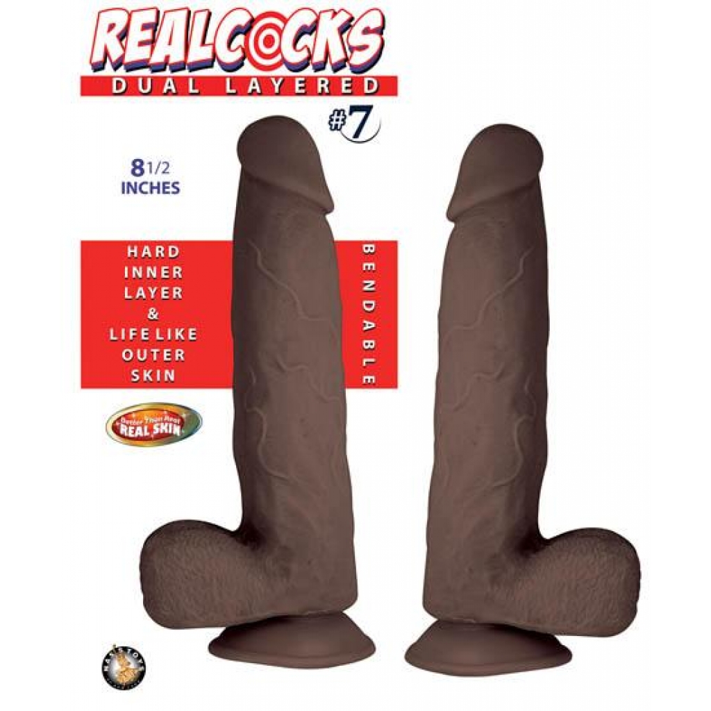 Realcocks Dual Layered #7 Dark Brown Dildo - Realistic Dildos & Dongs