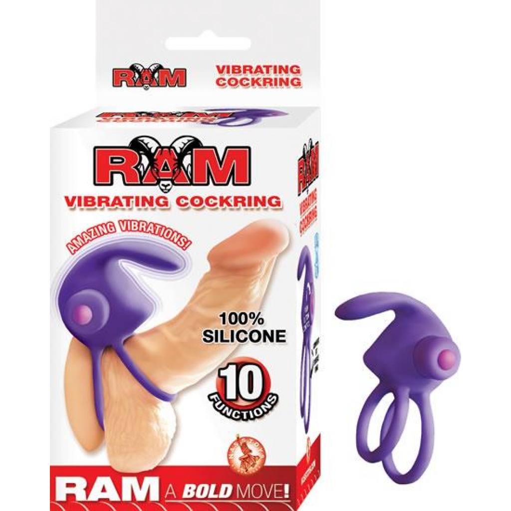 Ram Vibrating Cock Ring Purple - Couples Vibrating Penis Rings