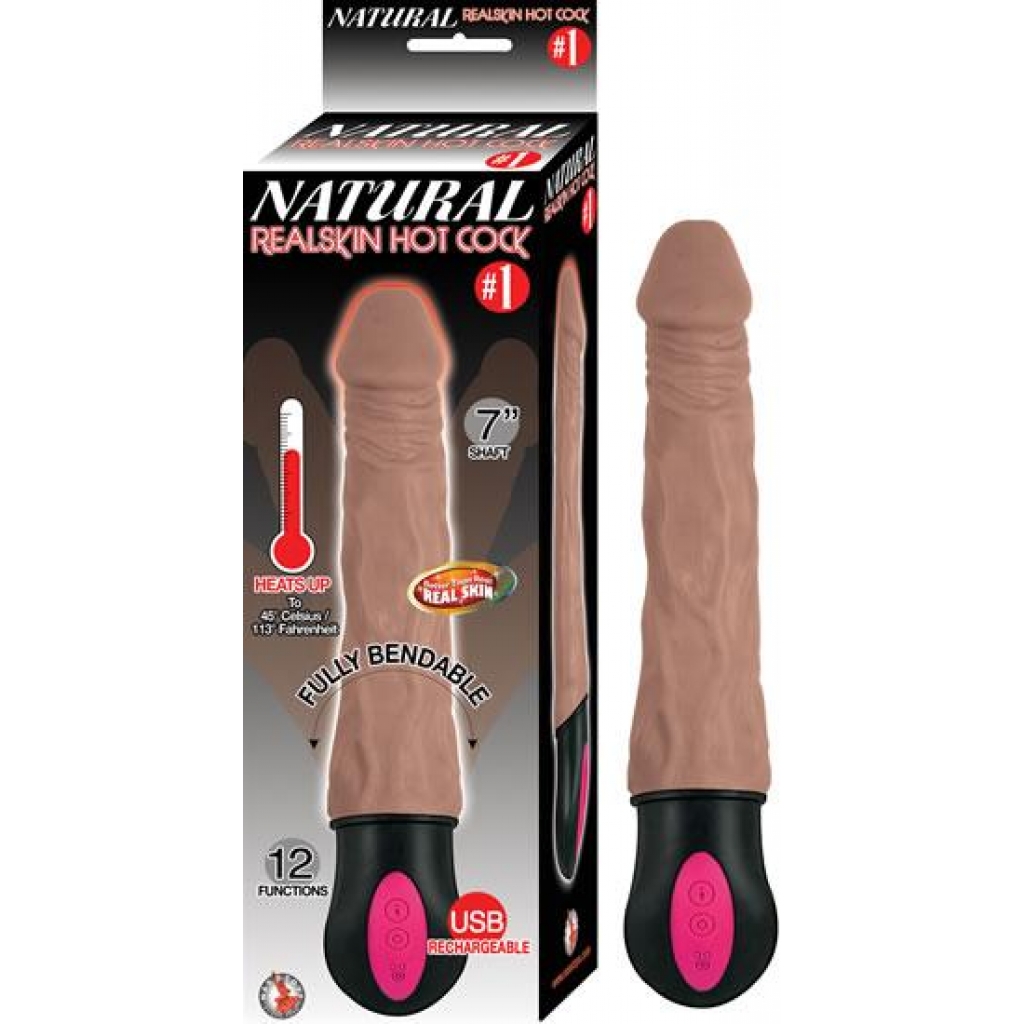 Natural Realskin Hot Cock #1 Brown Realistic Vibrator - Realistic