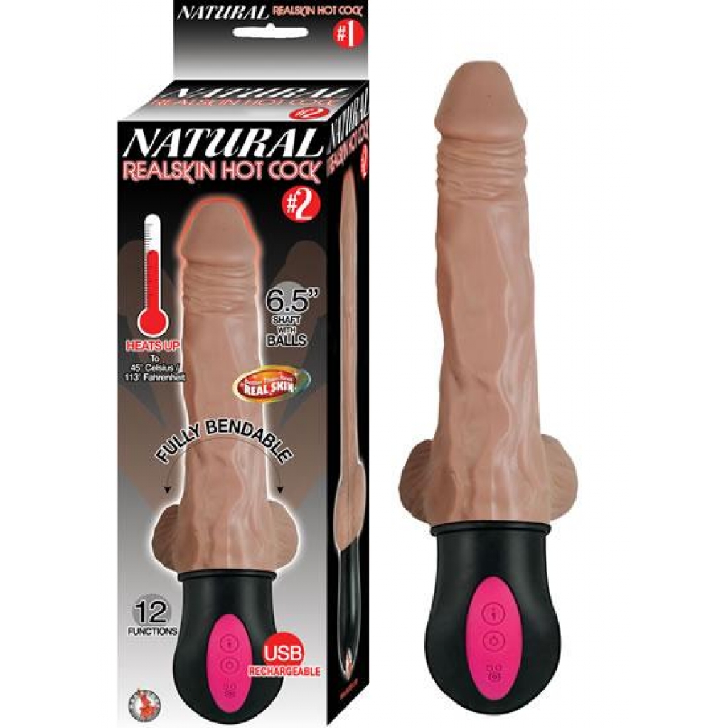 Natural Realskin Hot Cock 2 Brown Vibrating Dildo - Realistic