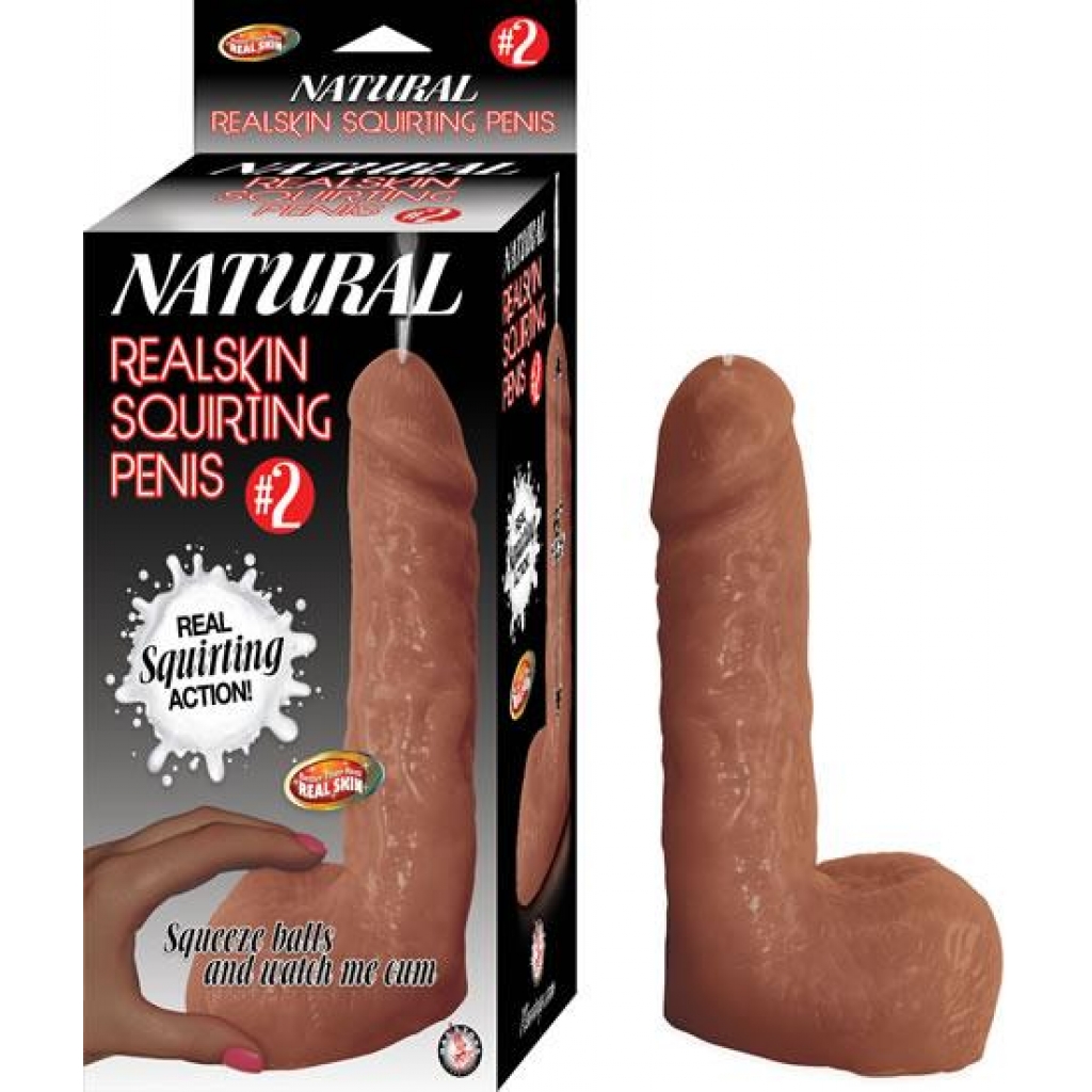 Natural Realskin Squirting Penis #2 Brown Dildo - Realistic Dildos & Dongs