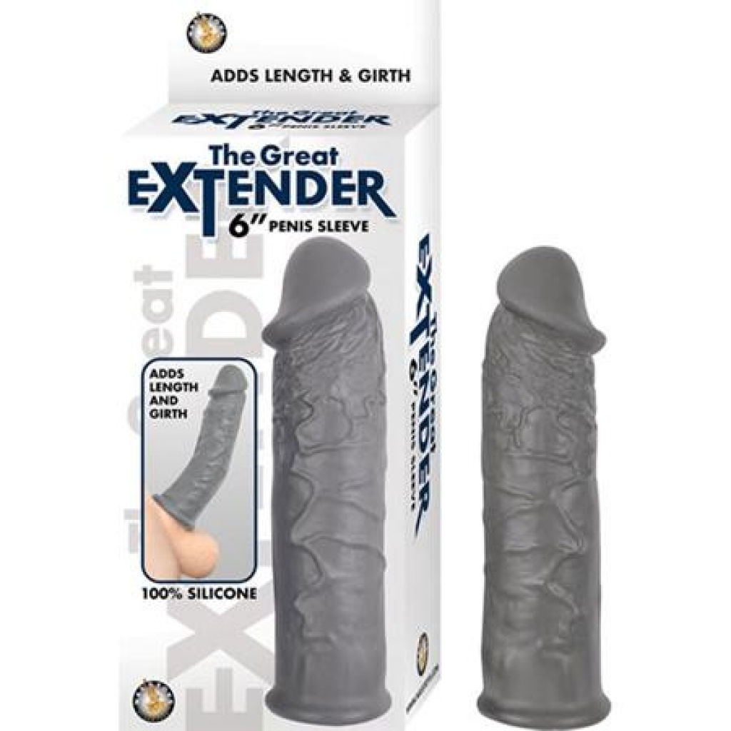 The Great Extender 6 inches Penis Sleeve Gray - Penis Extensions