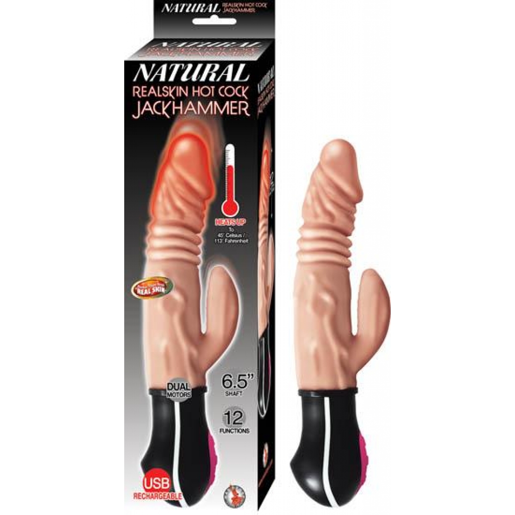 Natural Realskin Hot Cock Jackhammer Vibrator - Rabbit Vibrators