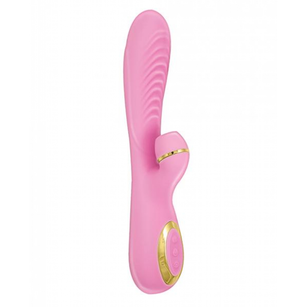 Vibes Of New York Ribbed Suction Massager Pink - Rabbit Vibrators