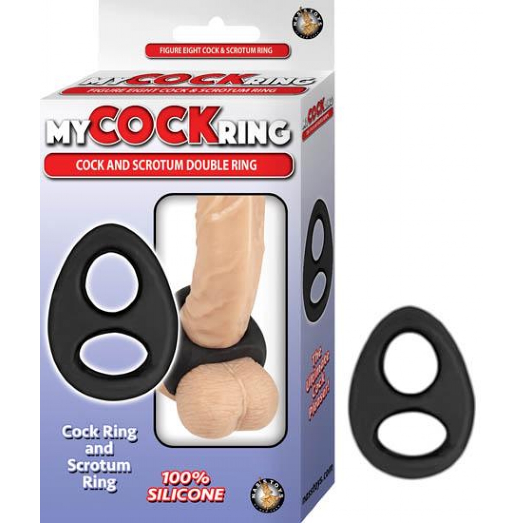 My Cockring Cock & Scrotum Double Ring Black - Mens Cock & Ball Gear