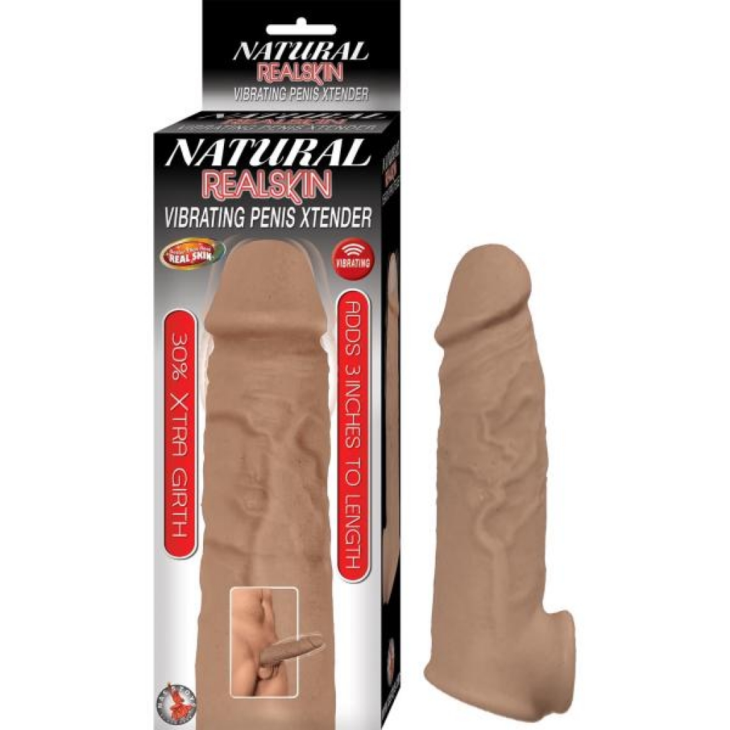 Natural Realskin Vibrating Penis Xtender-brown - Penis Extensions