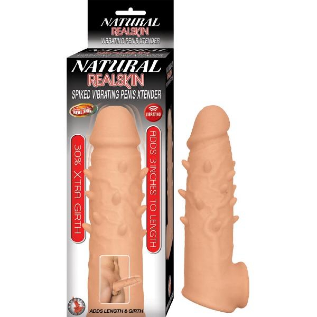 Natural Realskin Spiked Vibrating Penis Xtender White - Penis Extensions