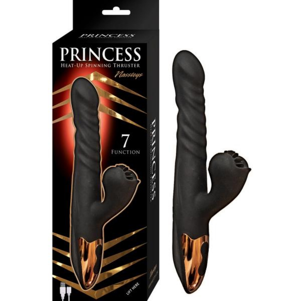 Princess Heat-up Spinning Thruster Black - Rabbit Vibrators