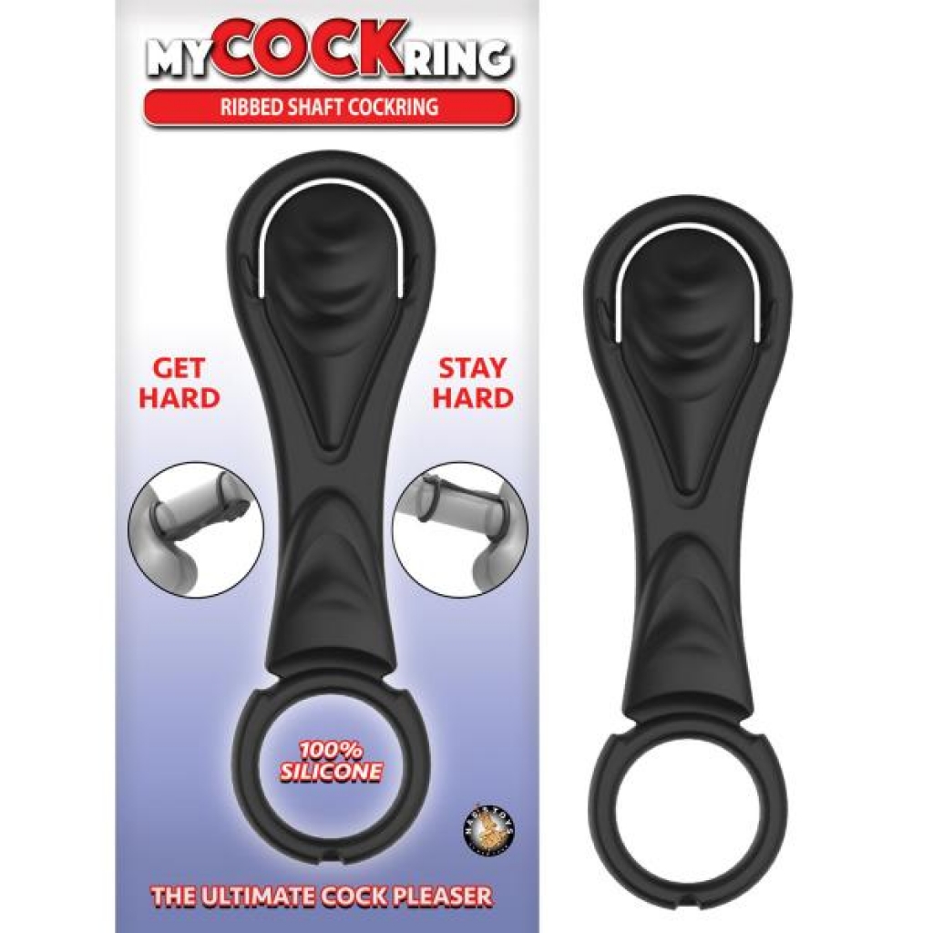 My Cockring Ribbed Shaft Cock Ring Black - Stimulating Penis Rings