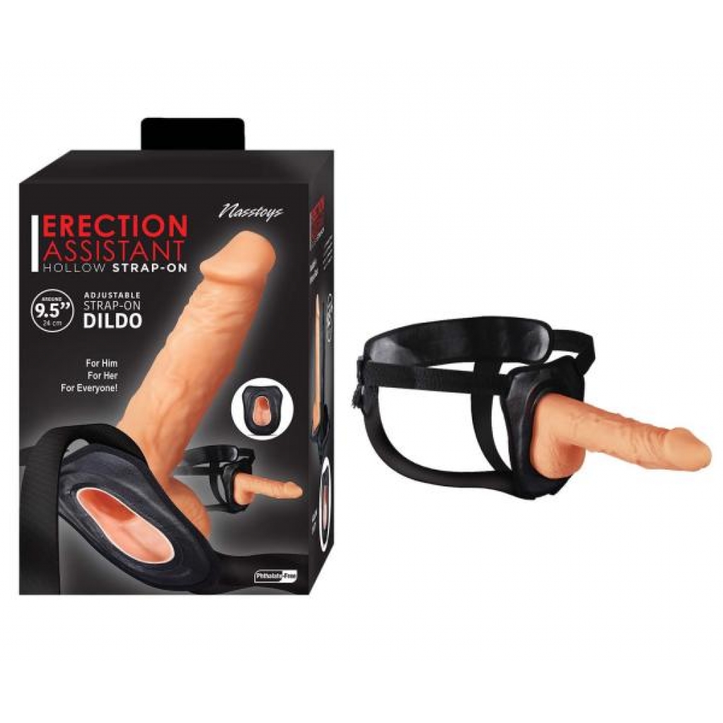 Erection Assistant Hollow Strap-on 9.5in White - Hollow Strap-ons