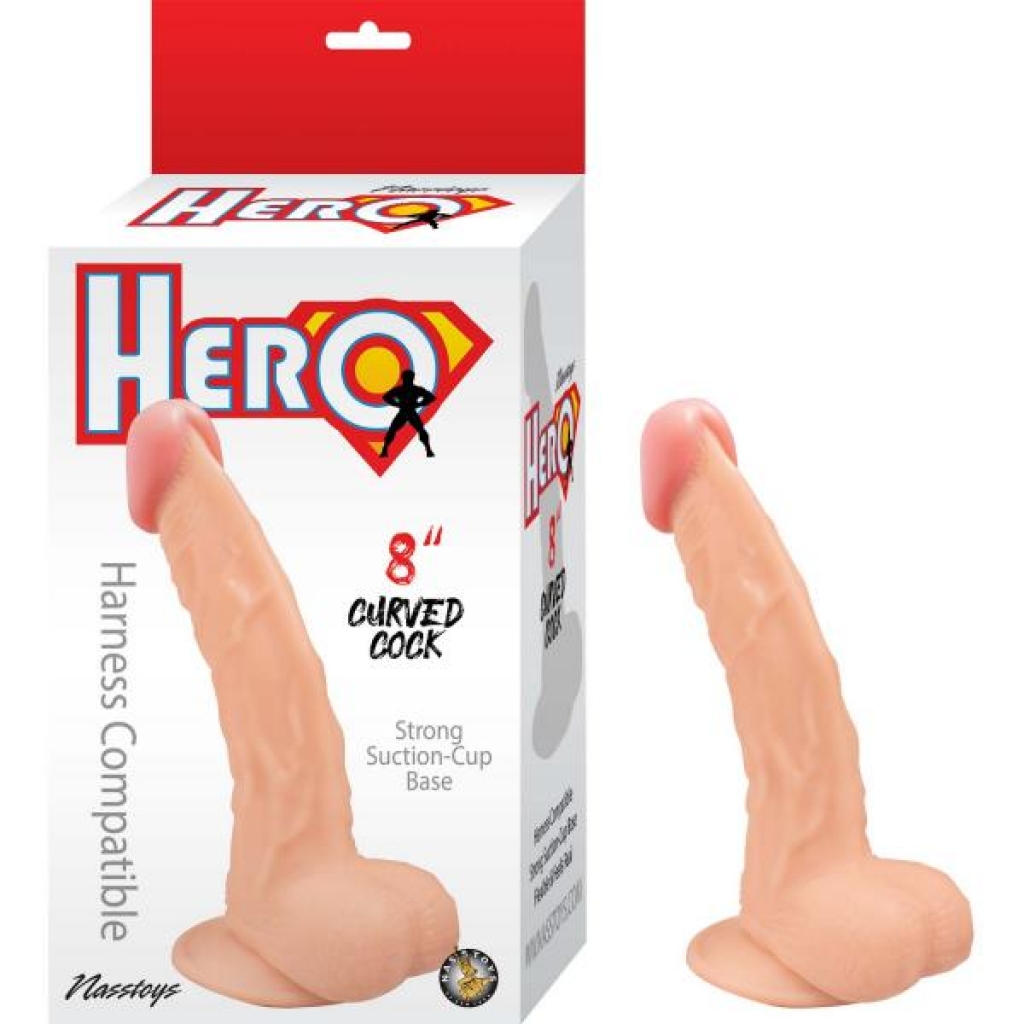 Hero 8in Curved Cock White - Realistic Dildos & Dongs