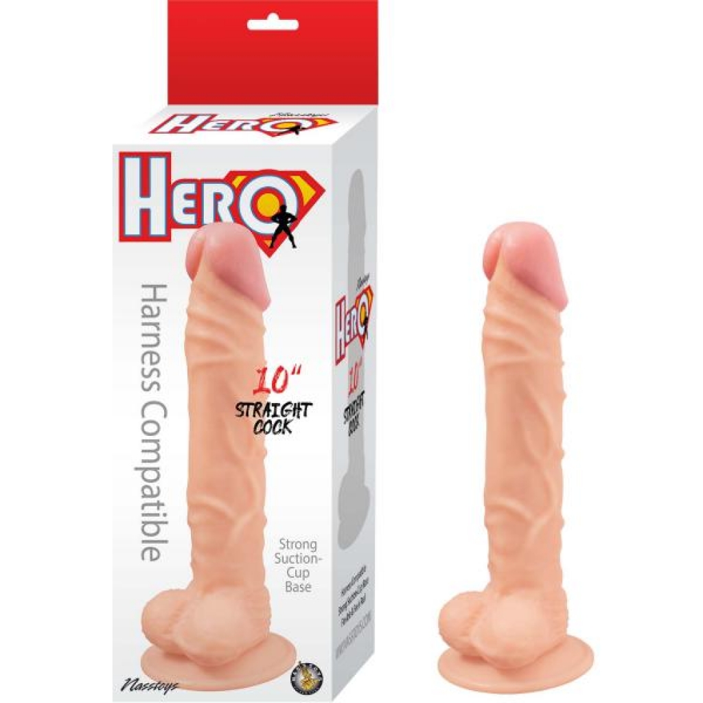 Hero 10in Straight Cock White - Double Dildos