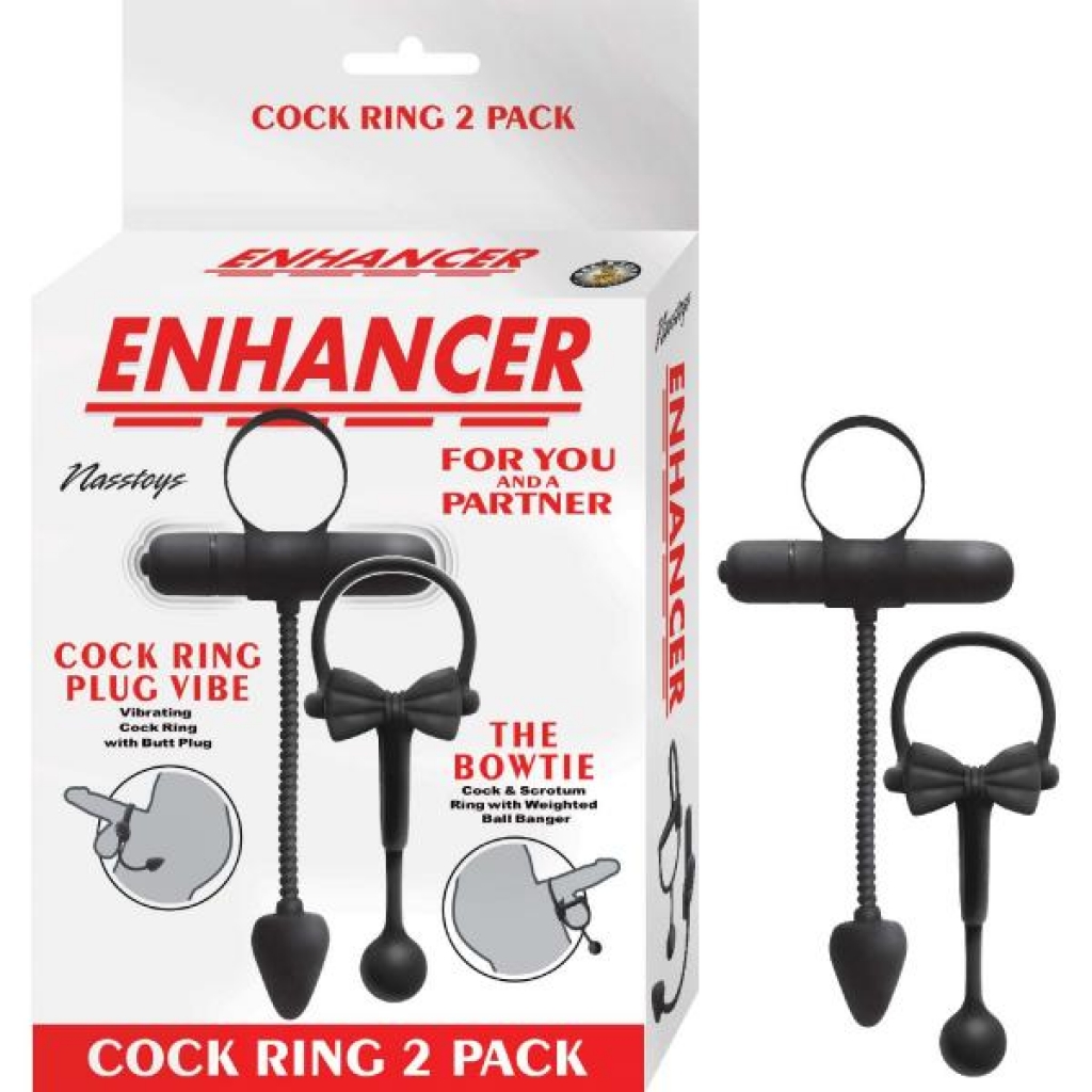 Enhancer Cockring 2pk Black - Couples Vibrating Penis Rings
