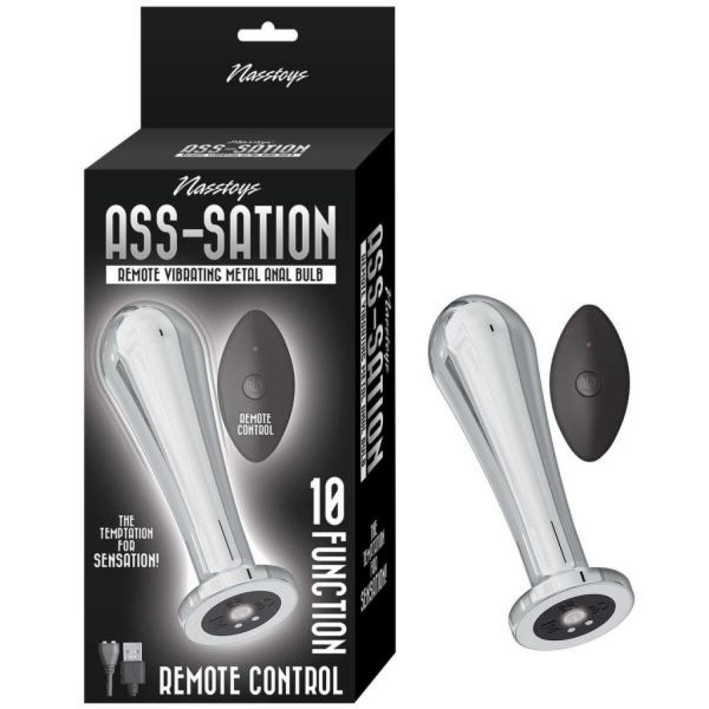 Ass-sation Remote Vibrating Metal Anal Bulb Silver - Anal Plugs