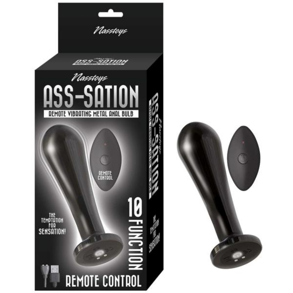 Ass-sation Remote Vibrating Metal Anal Bulb Black - Anal Plugs