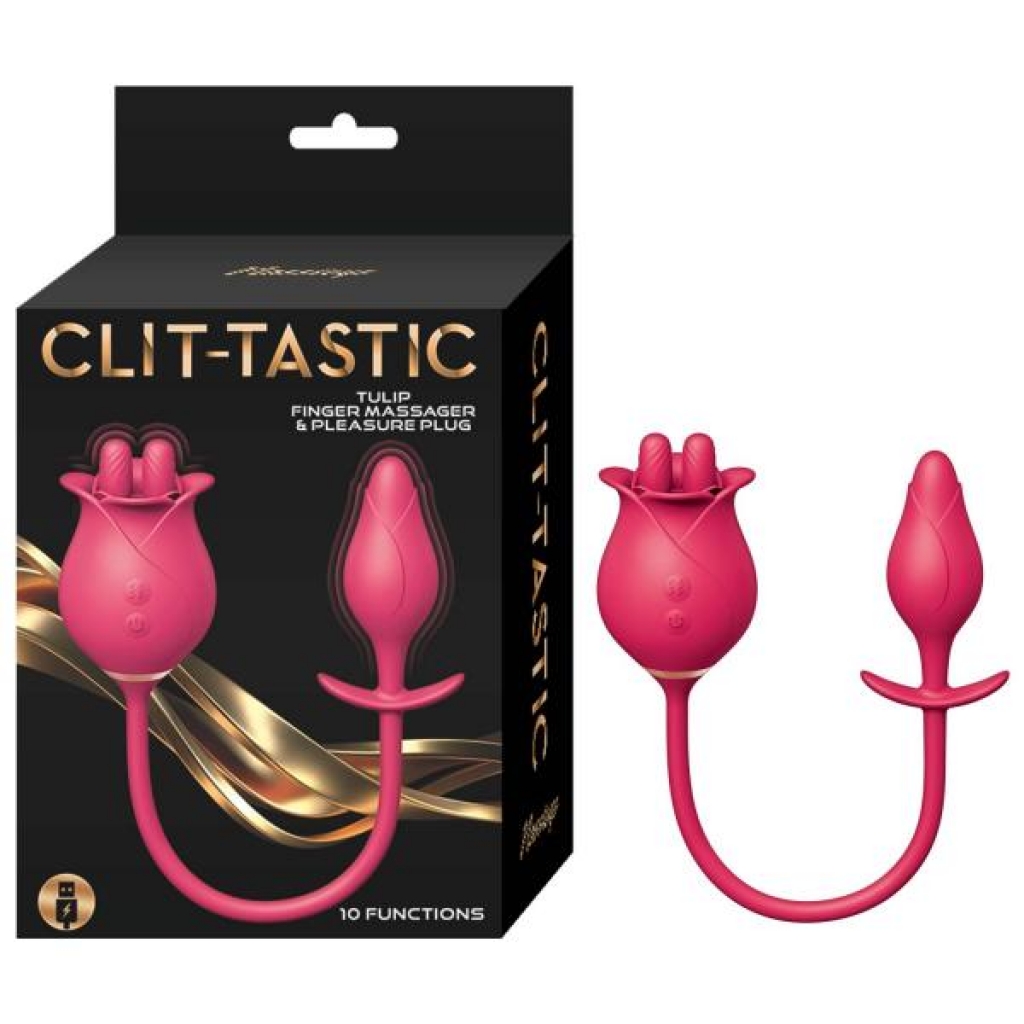 Clit-tastic Tulip Finger Massager & Plug Red - Clit Suckers & Oral Suction