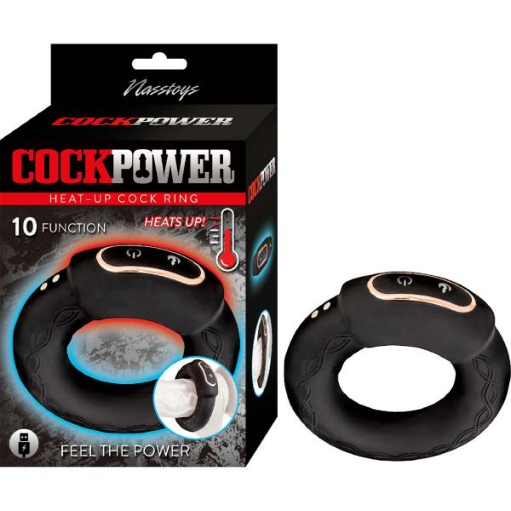 Cockpower Heat Up Cock Ring Black - Stimulating Penis Rings