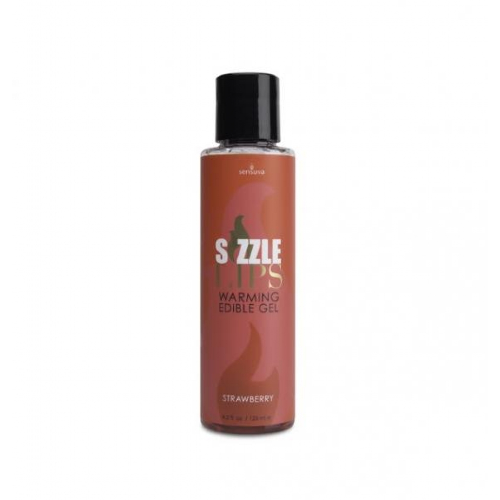 Sizzle Lips Warming Gel Strawberry 4.2oz - Lickable Body