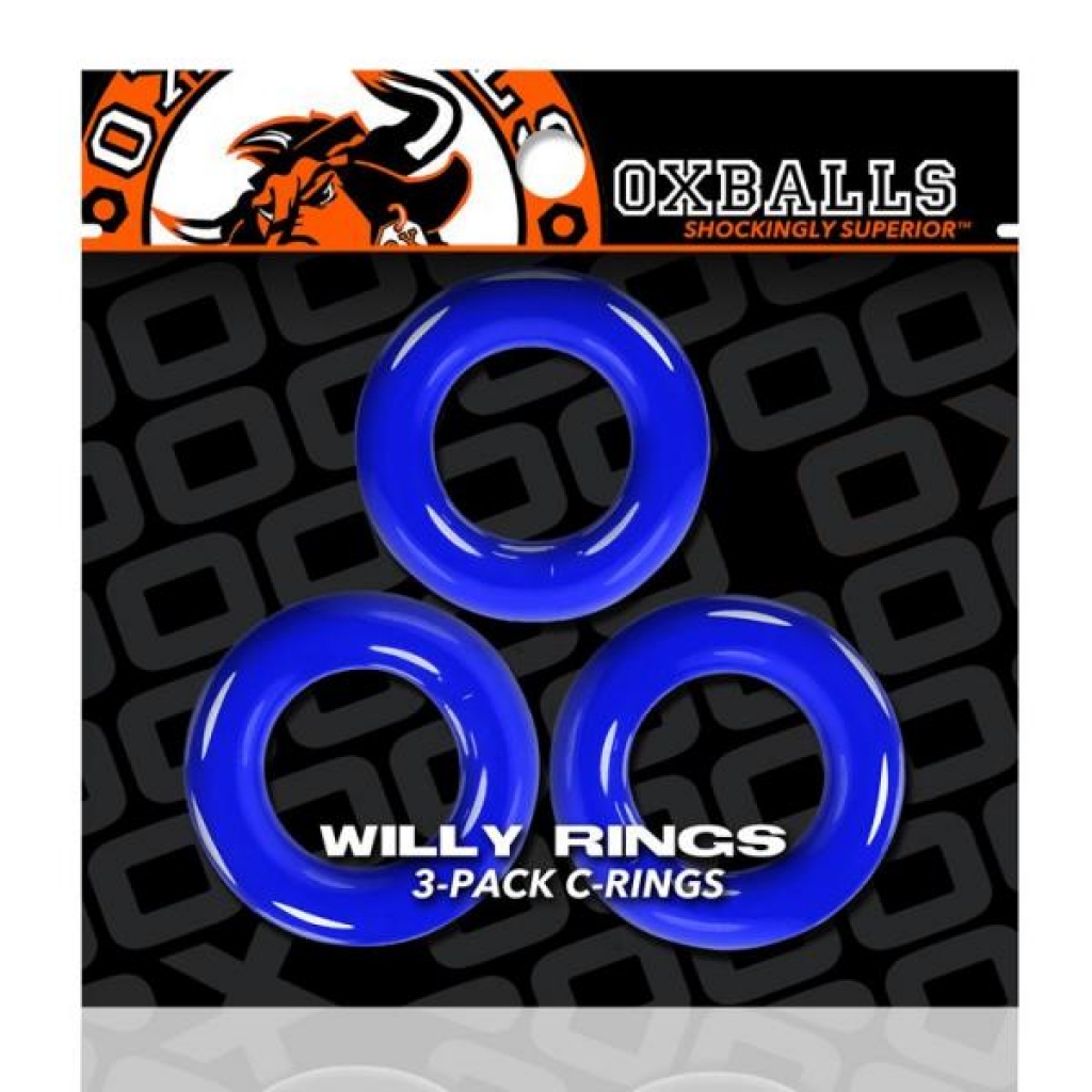 Willy Rings 3 Pk Cockrings Police Blue (net) - Cock Ring Trios