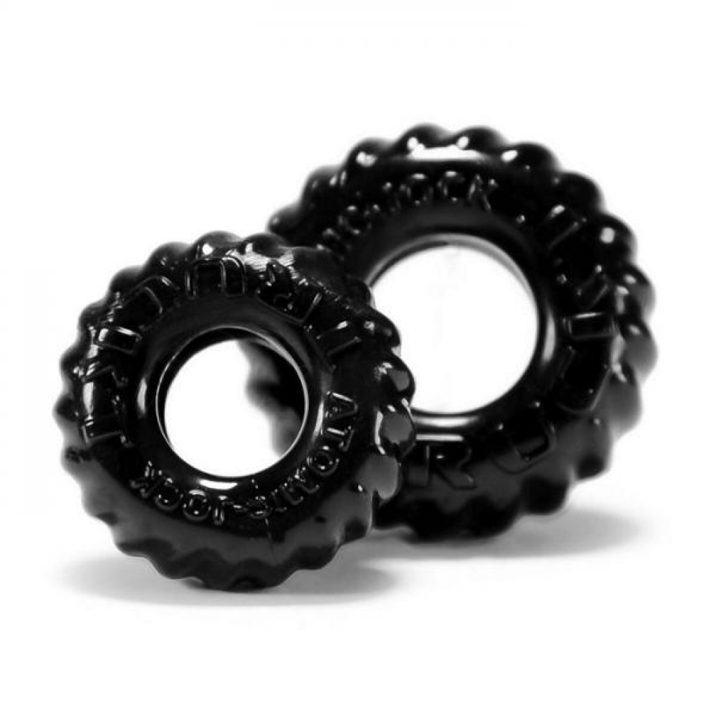 Oxballs Truckt 2 Piece Cock Ring Set Black - Couples Vibrating Penis Rings