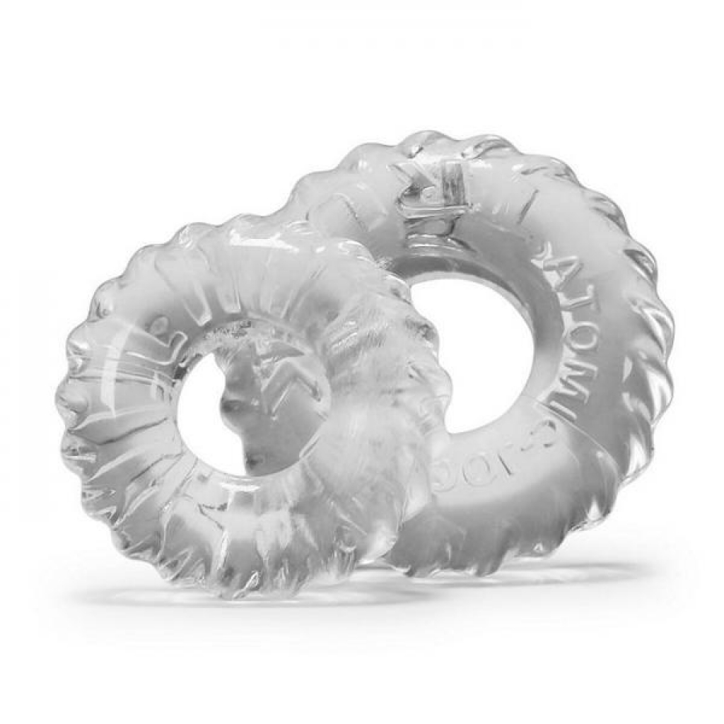 Oxballs Truckt 2 Piece Cock Ring Set Clear - Couples Vibrating Penis Rings
