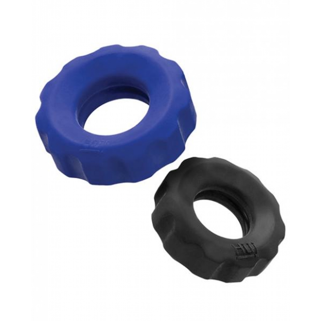 Hunkyjunk Cog 2-size C-ring Cobalt/tar (net) - Couples Vibrating Penis Rings