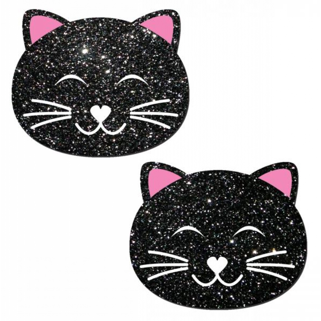 Kitty Cat Black Glitter Pasties - Pasties, Tattoos & Accessories