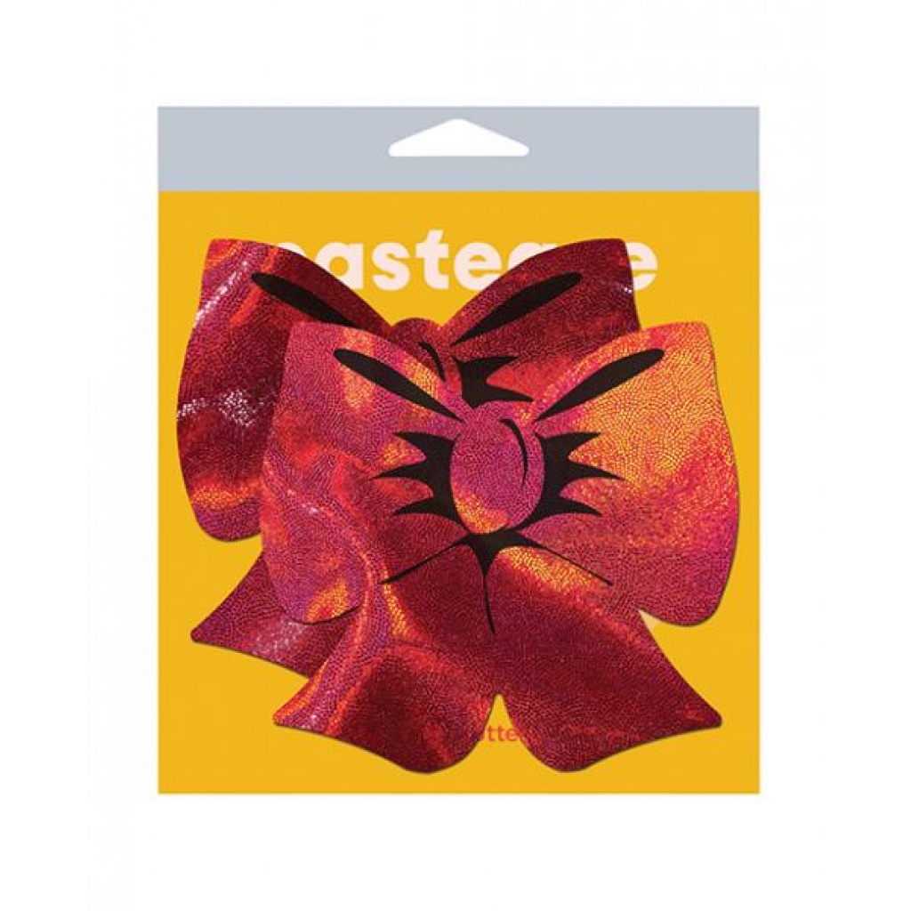 Pastease Red Holographic Bow Fuller Coverage - Pasties, Tattoos & Accessories