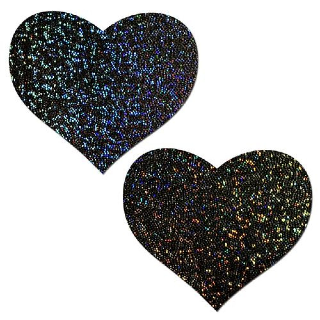 Pastease Glitter Heart Black Pasties - Pasties, Tattoos & Accessories