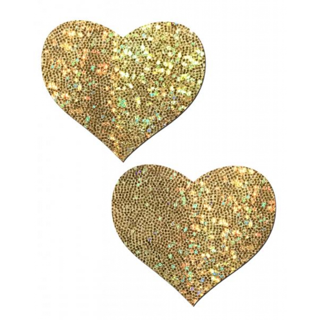 Pastease Gold Glitter Heart Pasties O/S - Pasties, Tattoos & Accessories