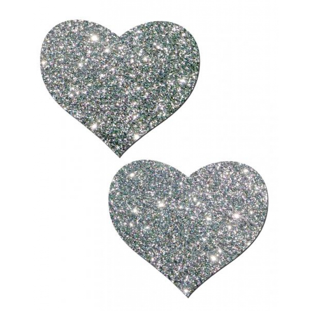 Heart Silver Glitter Pasties O/S - Pasties, Tattoos & Accessories