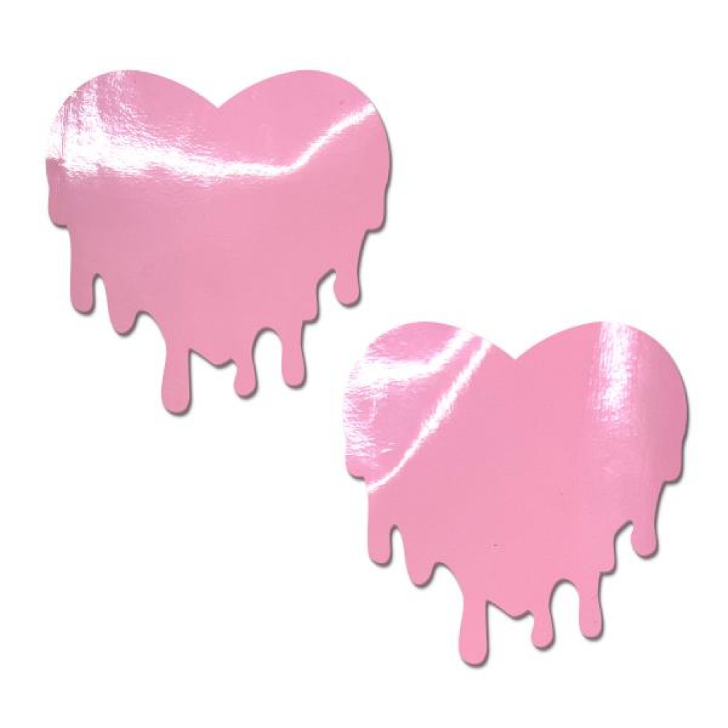 Pastease Faux Latex Baby Pink Melty Hearts - Pasties, Tattoos & Accessories