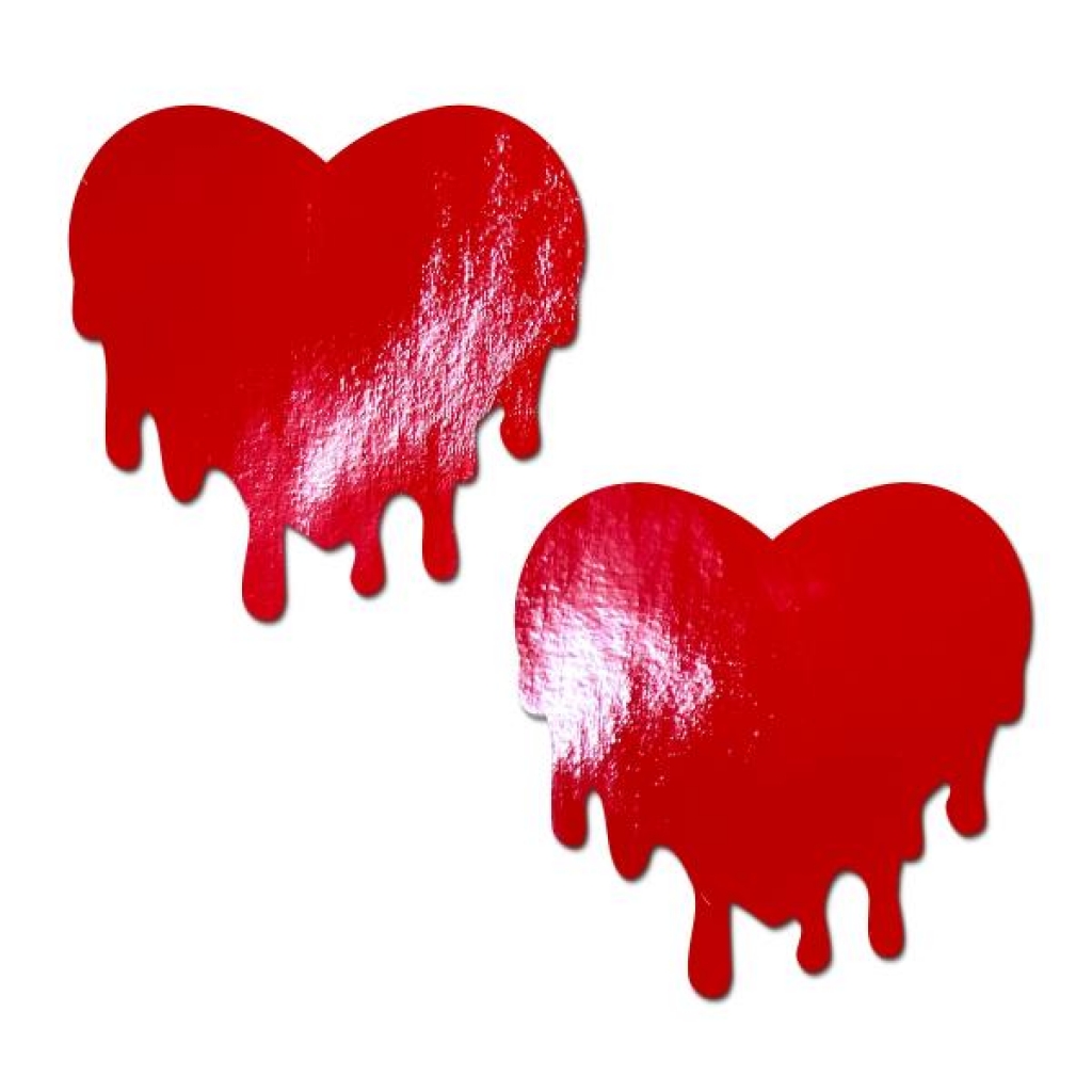 Pastease Faux Latex Red Melty Hearts - Pasties, Tattoos & Accessories