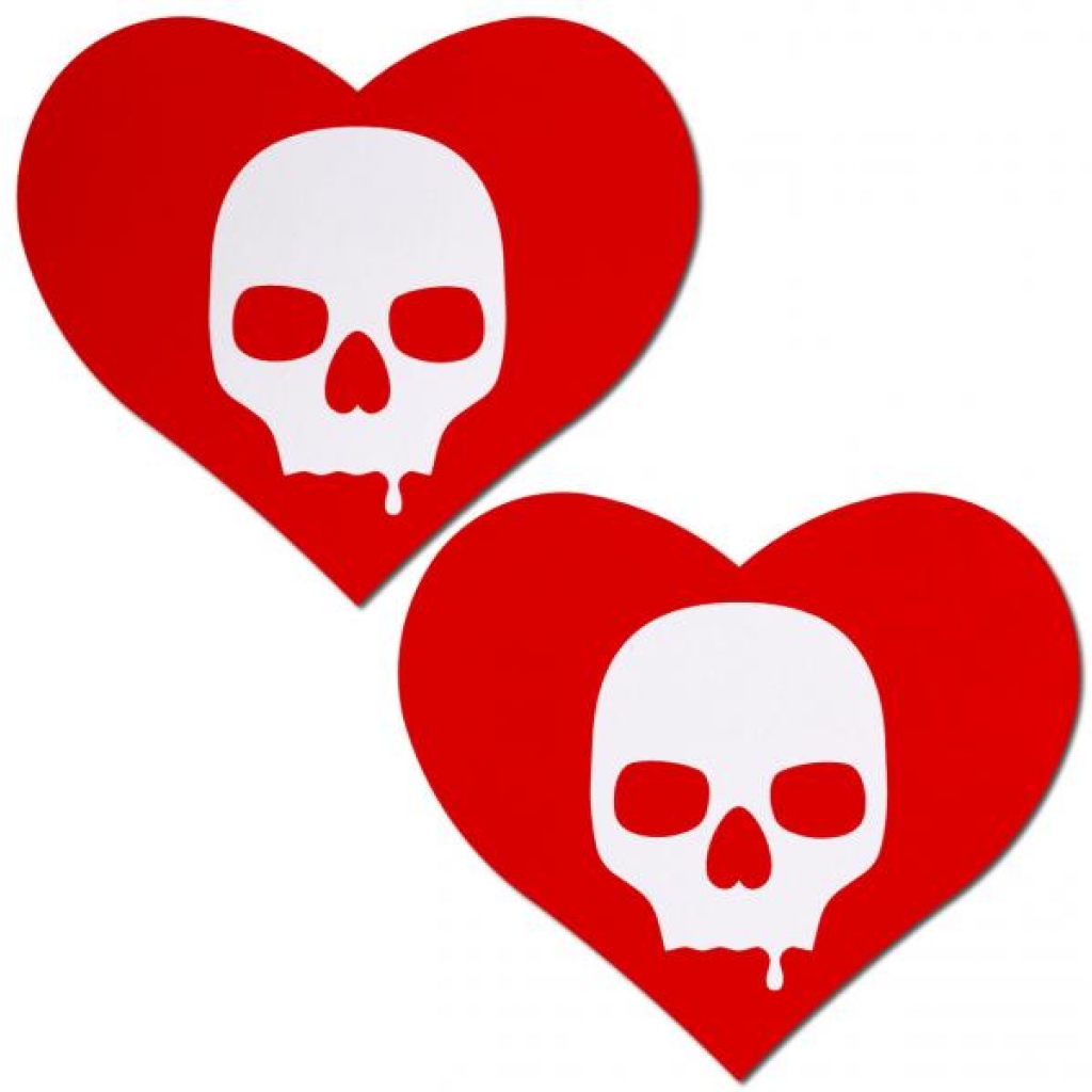 Pastease Sullen Skull Red Hearts - Pasties, Tattoos & Accessories