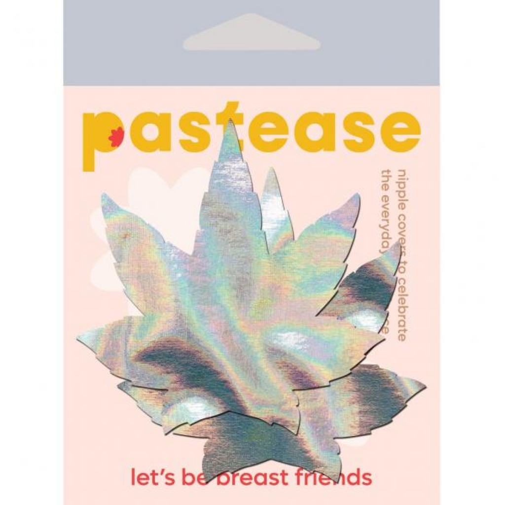 Pastease Indica Pot Leaf Silv Holographic Weed Nipple Pasties - Pasties, Tattoos & Accessories