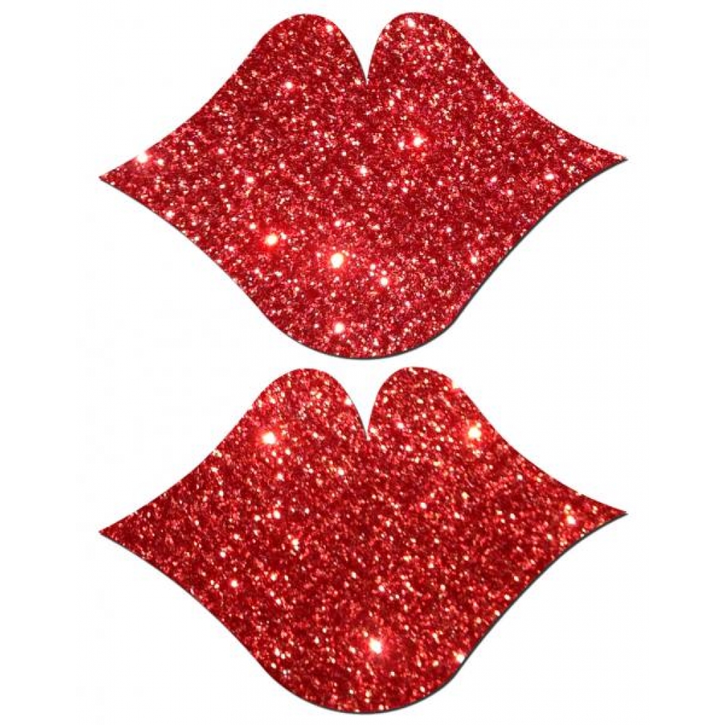 Lips Kisses Red Glitter Pasties O/S - Pasties, Tattoos & Accessories