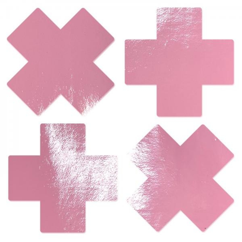 Pastease Petite Plus X Faux Latex Baby Pink Crosses - Pasties, Tattoos & Accessories