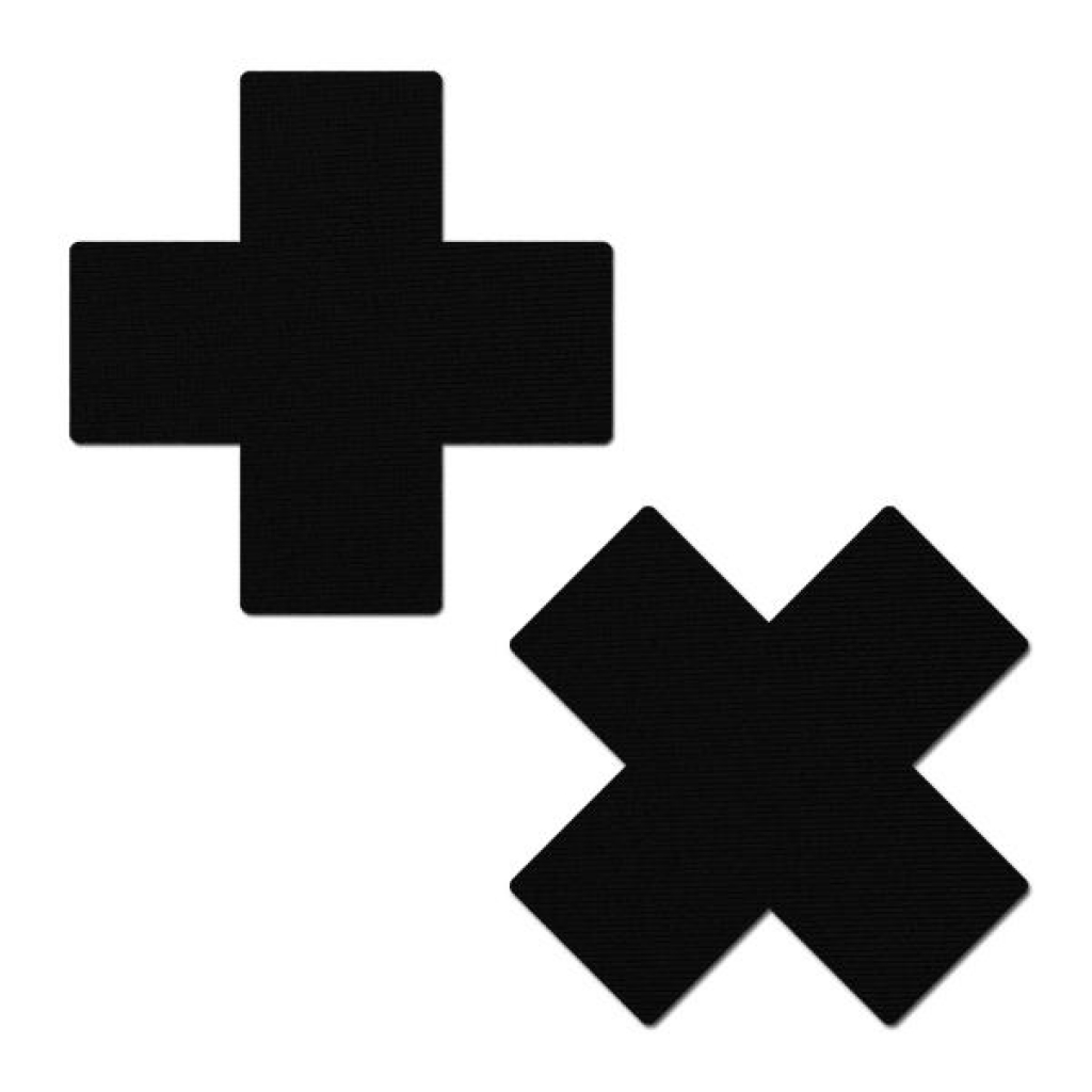 Pastease Plus X Faux Latex Black Crosses - Pasties, Tattoos & Accessories