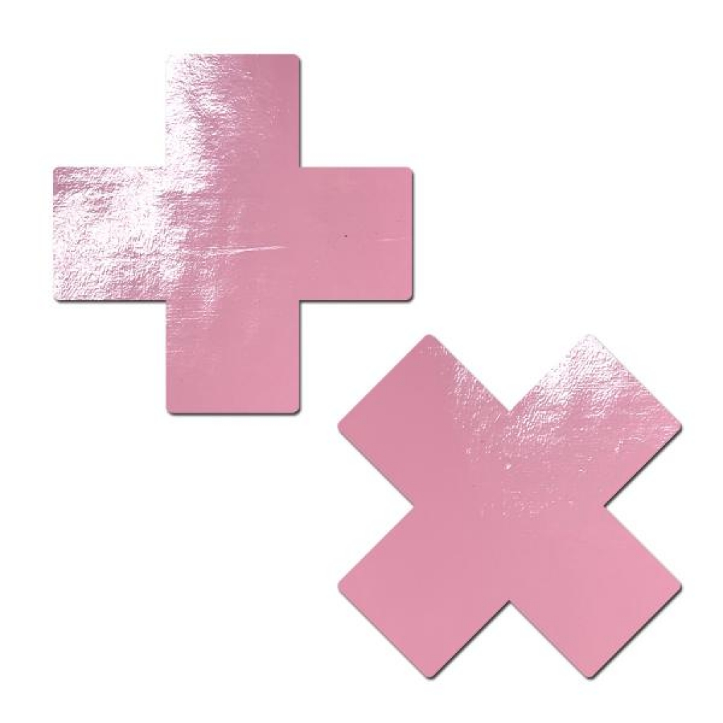 Pastease Plus X Faux Latex Baby Pink Crosses - Pasties, Tattoos & Accessories