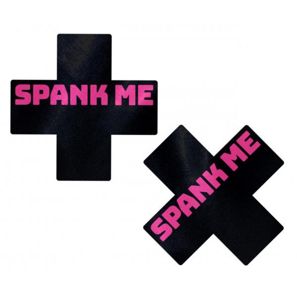 Pastease Liquid Black Cross Pink Spank Me Pasties - Pasties, Tattoos & Accessories