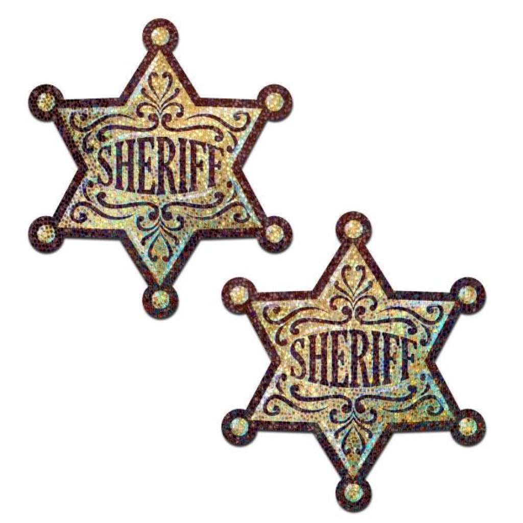 Pastease Sheriff Badge Gold Glitter - Pasties, Tattoos & Accessories